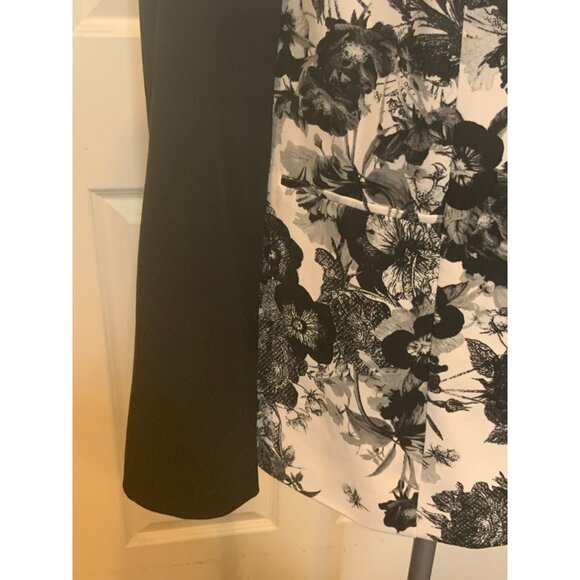 T Tahari Black & White Floral Notch Collar Single Button Blazer, Size 12 - Picture 4 of 10